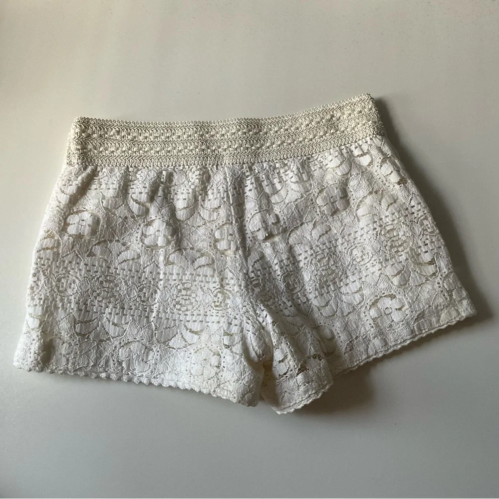 JUSTICE Lace Shorts Pockets Lining Elastic Waist Creamy White Girls Size 10